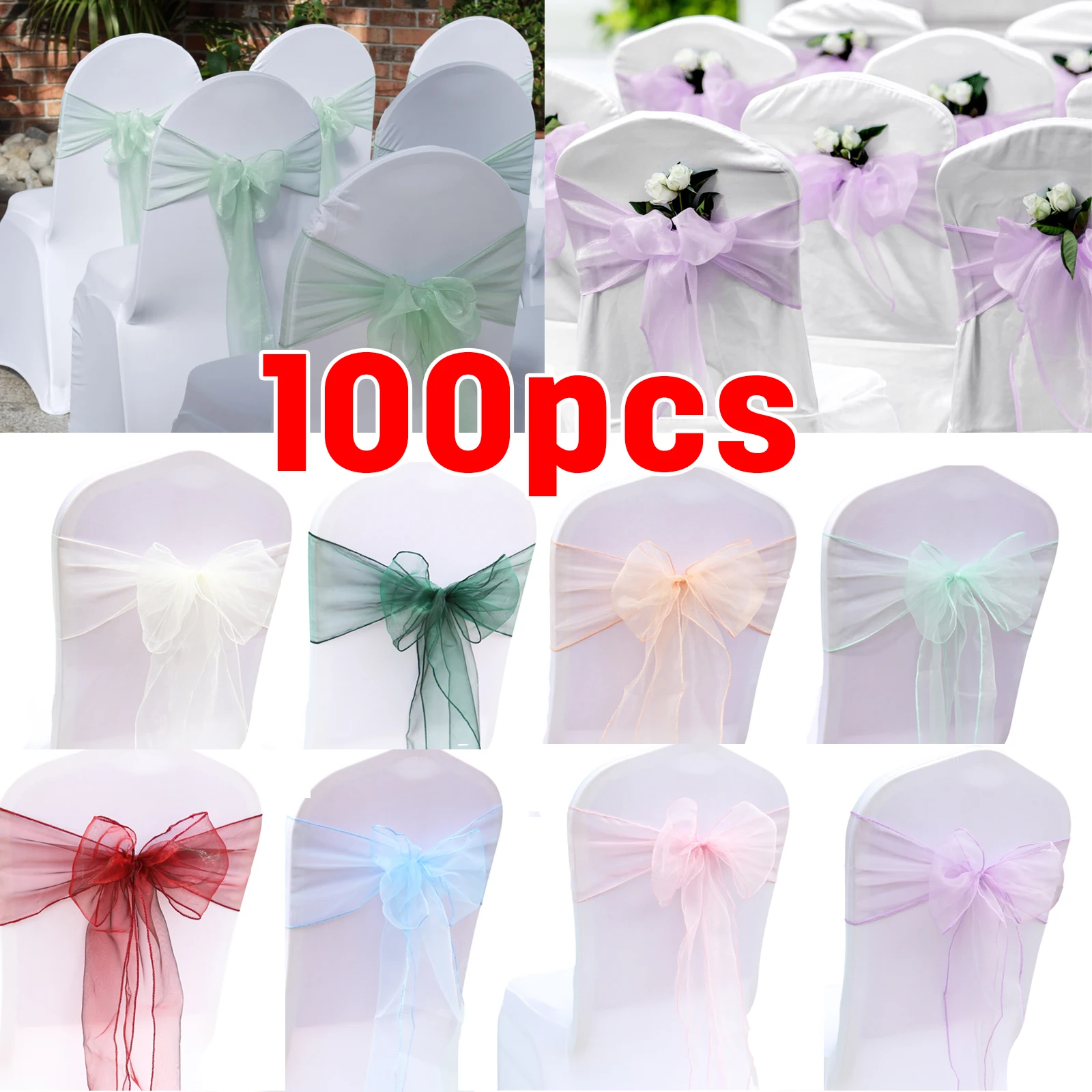 Chair Sash Organza - أربطة عقدة الأورجانزا للكرسي ، الأوشحة