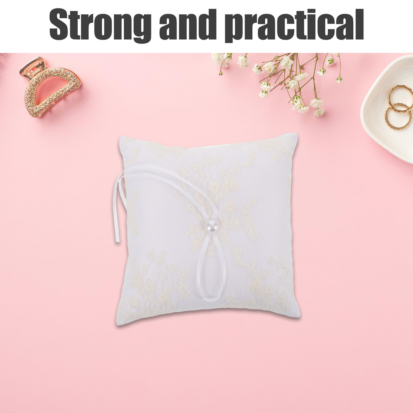 Ring Bearer Pillow - وسادة خاتم زفاف من الساتان باللون