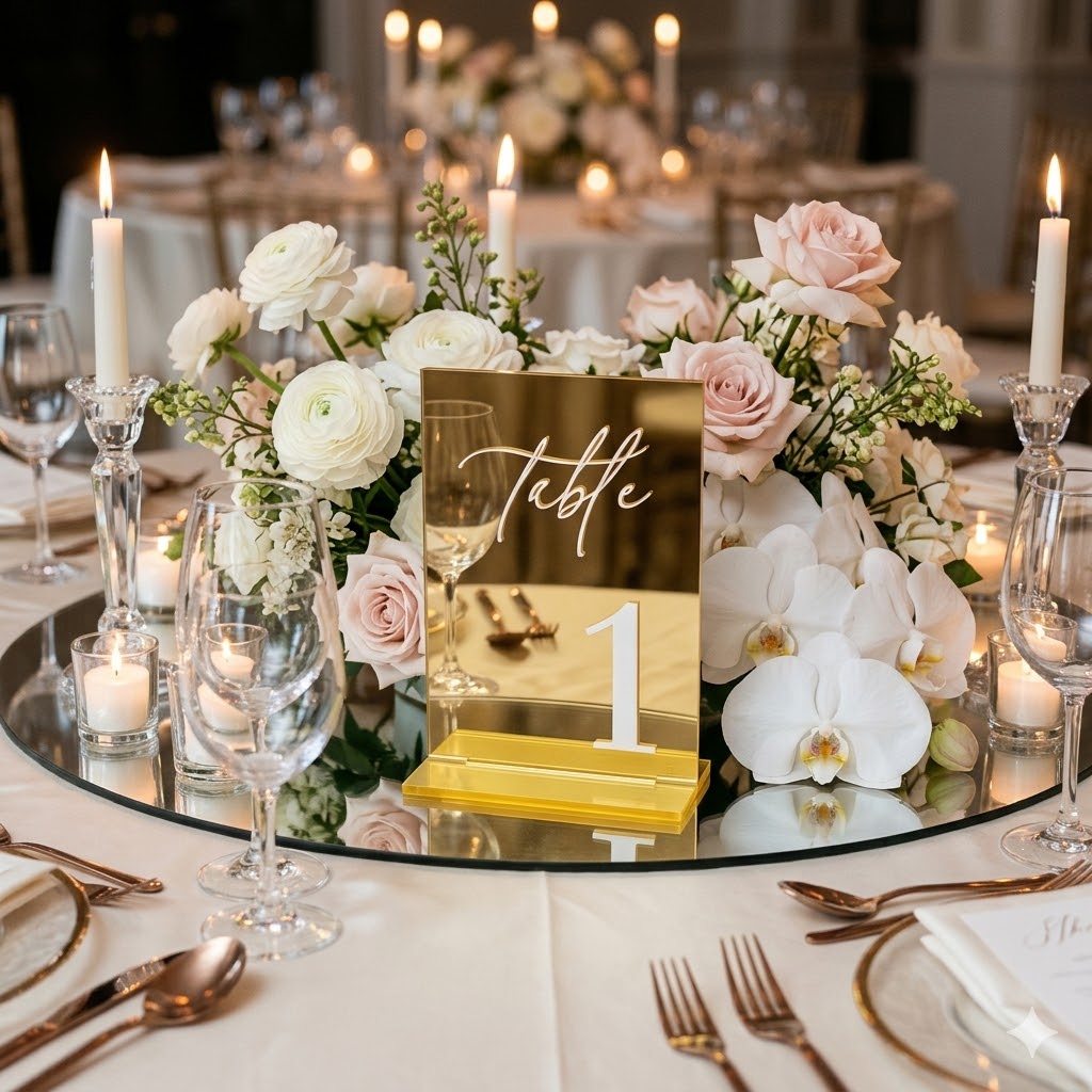 أرقام طاولات من الأكريليك الذه - مراجعة Table Number Gold وسعره