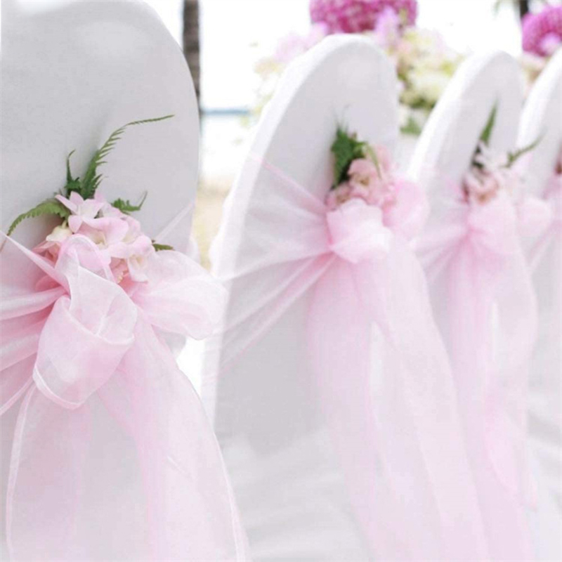 10/50/100 قطعة كرسي الزفاف الد - مراجعة Chair Sash Organza وسعره